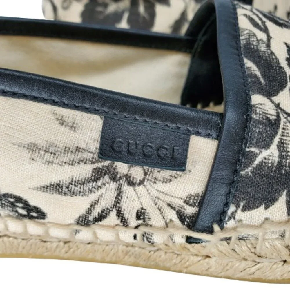 Gucci Floral Canvas Slip On Espadrille Flats - Picture 5 of 8